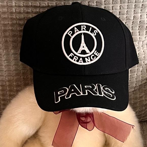PARIS FRANCE EIFFLE TOWER BLACK WHITE EMBROIDERED BALL CAP PARIS OLYMPICS ADJUST - Picture 7 of 10